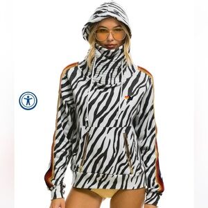 Aviator Nation Zebra Stripe Sweater with Rainbow Accents